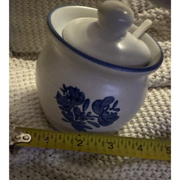 Pfaltzgraff Yorktowne Stoneware Jam Jelly Jar Honey Pot with Slotted Lid Vintage - Picture 7 of 7